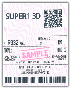 Super 1+3D Roll Bet Sample Ticket